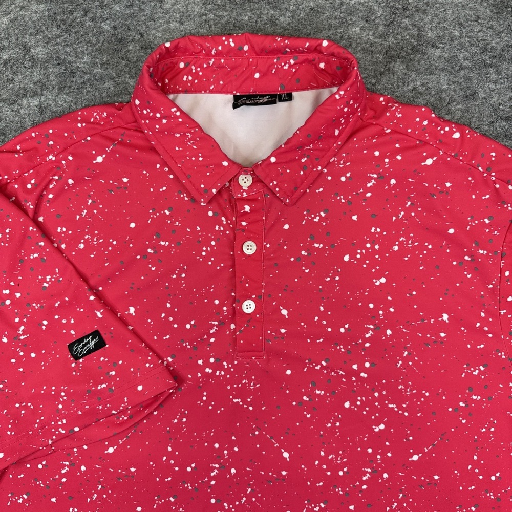 Sunday Swagger golf polo men's XL pink splatter 4 way stretch breathable UPF 40